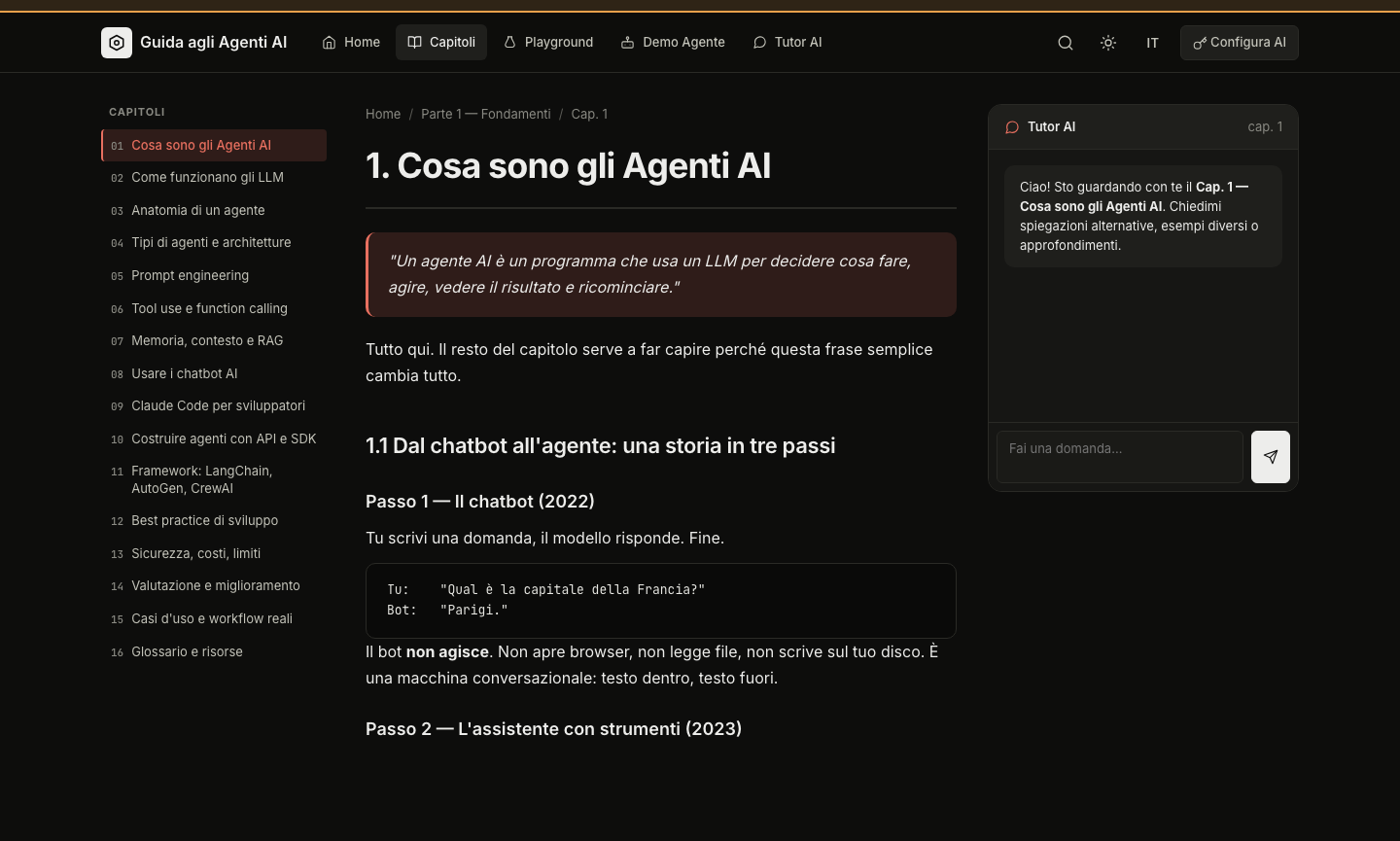 Guida agli Agenti AI — sito didattico bilingue