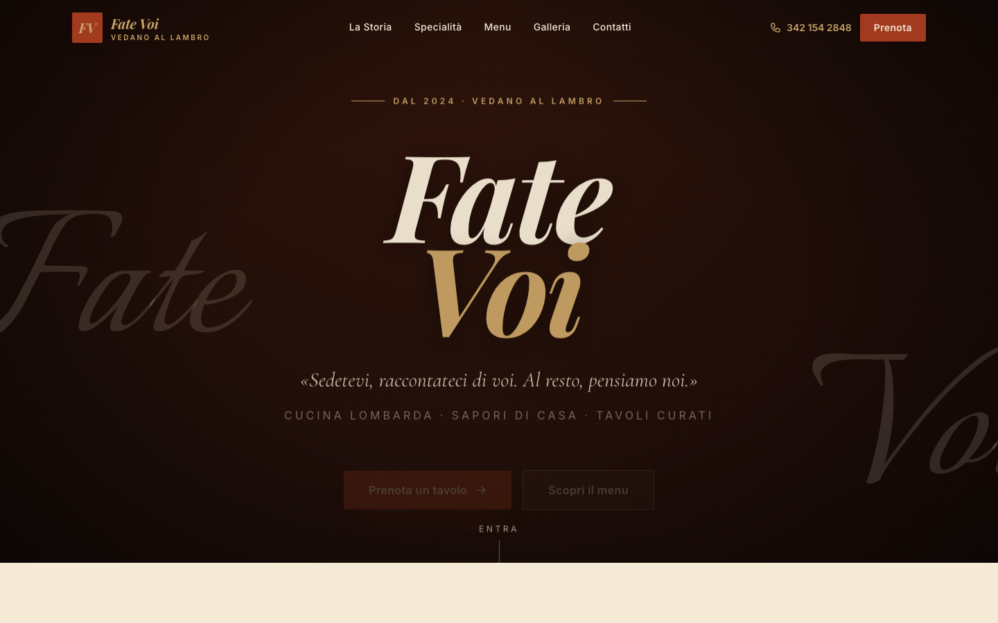 Fate Voi — sito vetrina ristorante